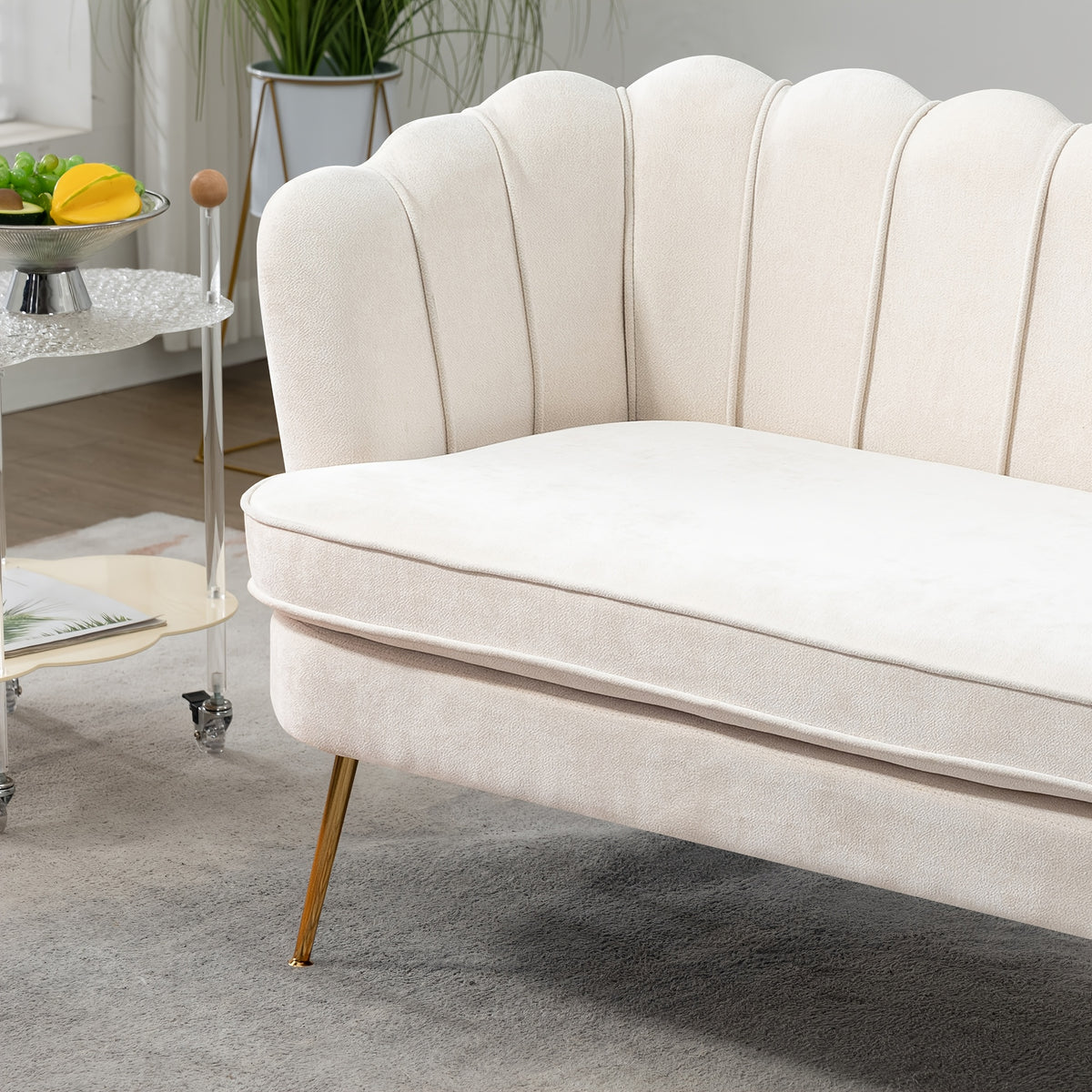 Comfy Loveseat Sofa Small Couch 2-Seater Sofa with Golden Metal Legs for Living Room, Bedroom, Apartment