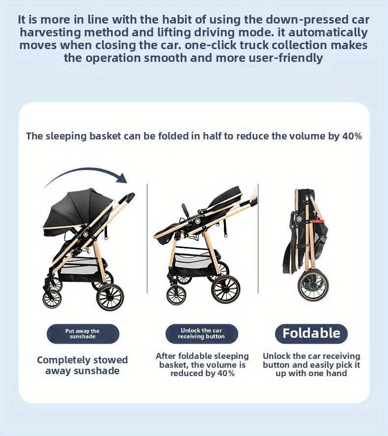 Lightweight Travel Baby Stroller - Quick Folding Design, Adjustable Backrest, Durable Fabric, Compact And Easy to Transport.