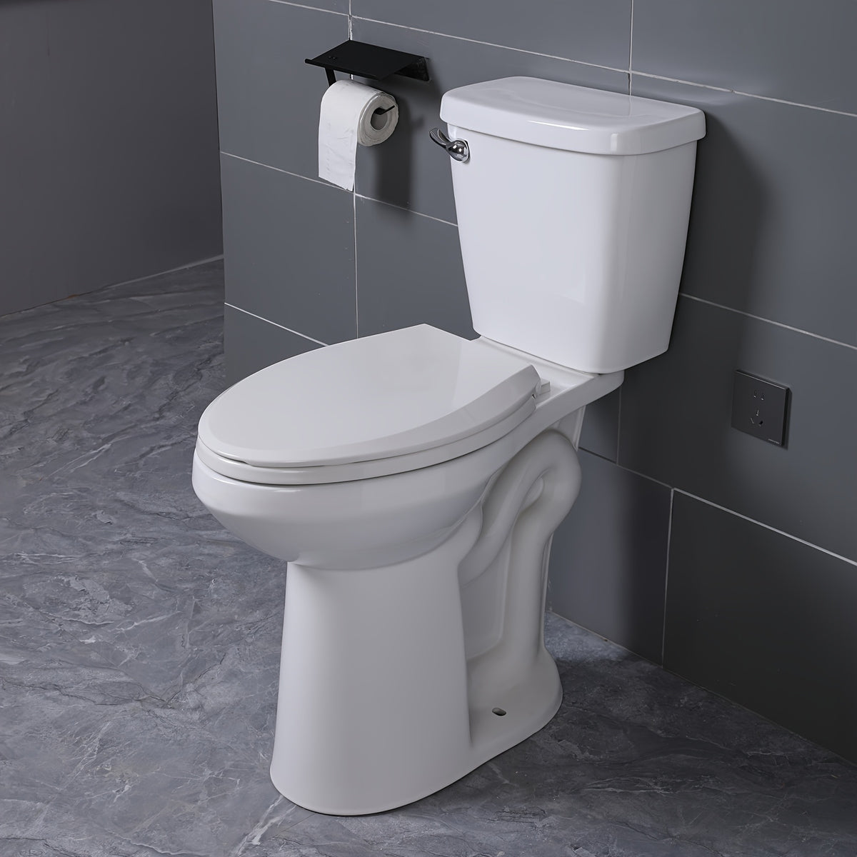 21'' Extra Tall Elongated Toilet With Comfort Chair-Height Seat, 1.28 GPF Powerful Single Flush, 12'' Rough-In, Ideal For Seniors & Tall Individuals