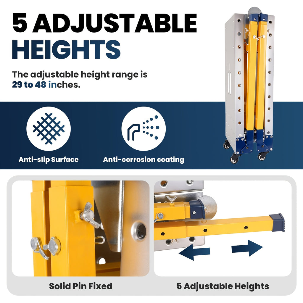 [Portable Welding Table] 2000 LBS Folding Welding Table, Portable Welding Table With 5 Height-Adjustable, Alloy Steel Constrution Work Table With Galvanized Welding Table Top, For Welding Assembly Repair, 360° Lockable Casters