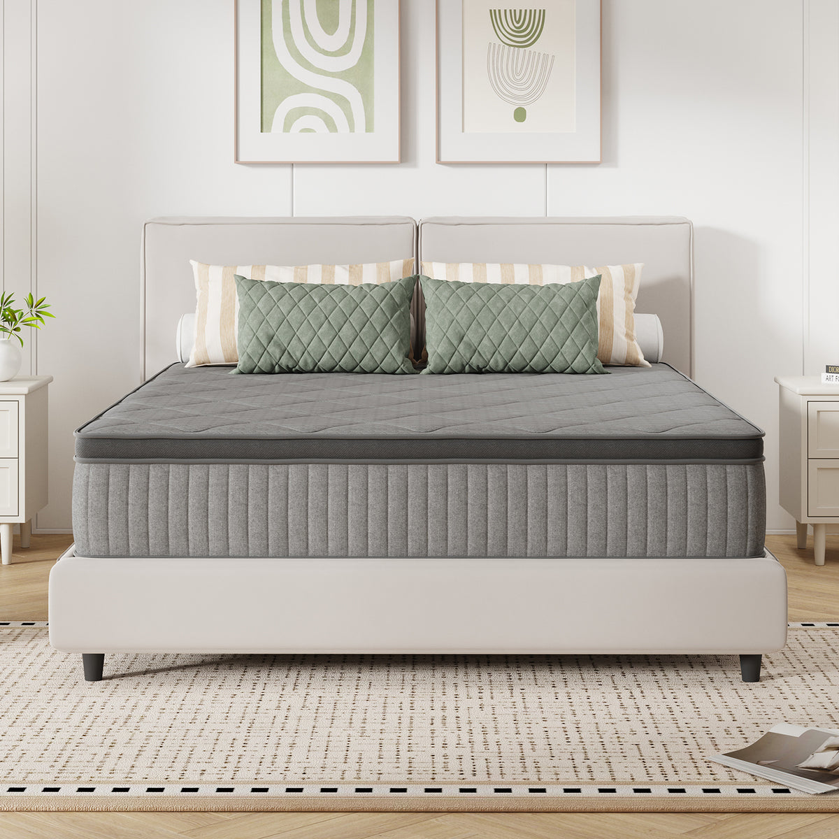 SweetNight 6/8/10/12/14 inch Memory Foam Hybrid Mattress With Pocket Springs, Twin Xl, Full, Queen, King, Sizes In A Box, Medium Firm, Mattresses For Support Comfort, Fiberglass-Free