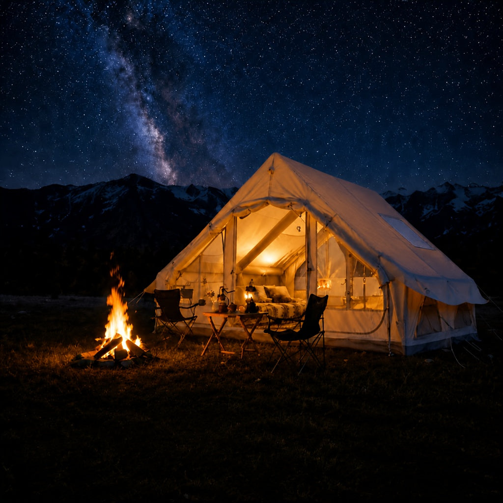 6.3/12 Square Meter Luxury Inflatable Tent, 4-6/8-10 Person All-Season Tent, Easy to Set Up
