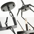 [Modern Farmhouse Chandelier] Modern Farmhouse Chandelier 2 Tier Round Wheel Chandelier Large High Ceiling Light