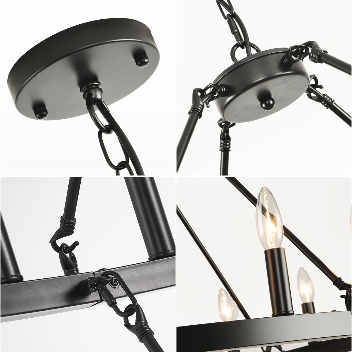 [Modern Farmhouse Chandelier] Modern Farmhouse Chandelier 2 Tier Round Wheel Chandelier Large High Ceiling Light