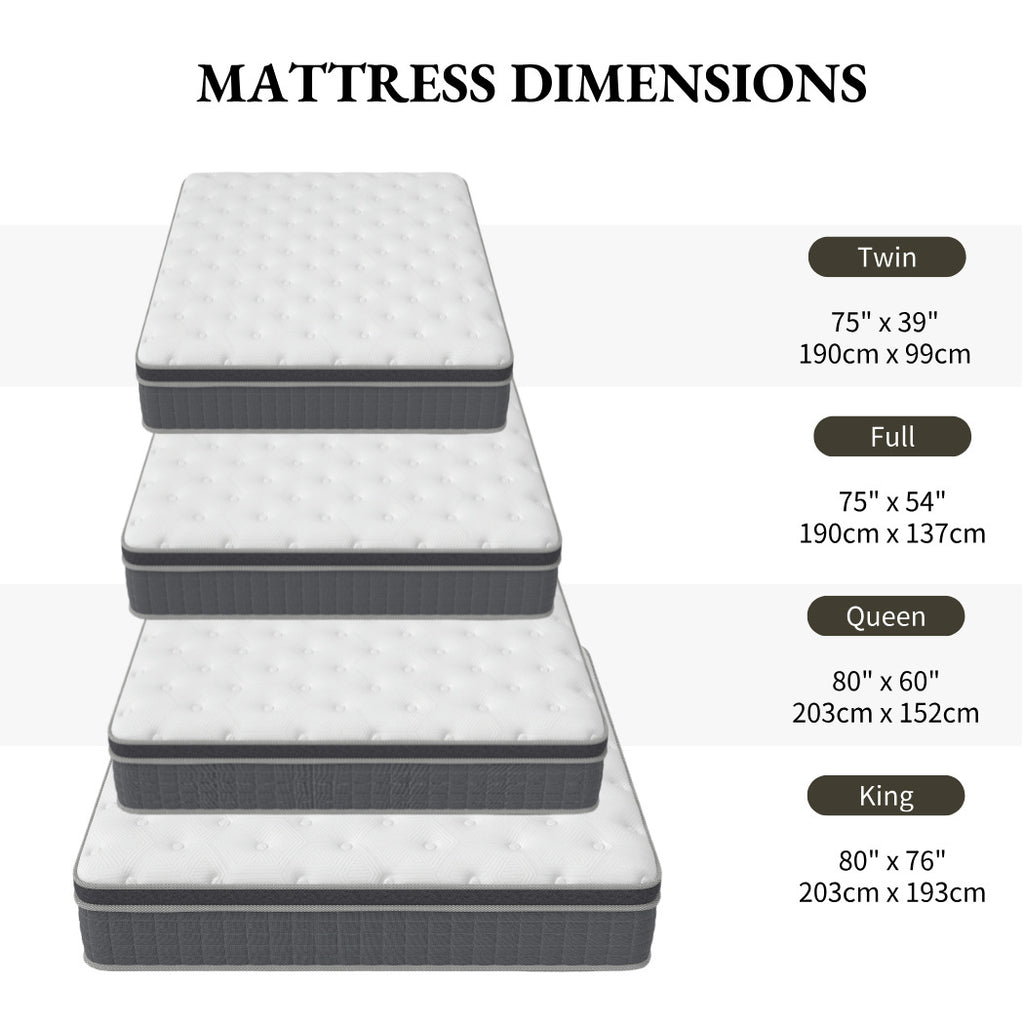 10" 12" 14" Twin Full Queen King Size Mattress In a box Memory Foam Hybrid Pocket Spring Medium Firm Luxury Bed