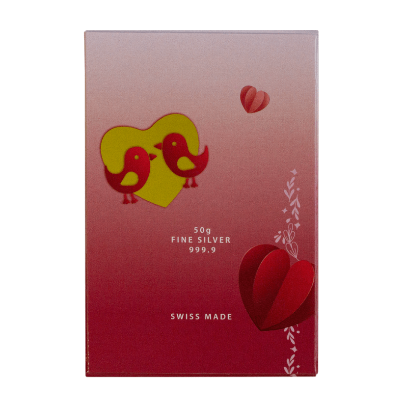2024 Pamp Love is Precious Heart Holographic 50 Gram Silver Bar - In Assay