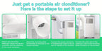 8000 BTU Portable Air Conditioner (4400BTU SACC) AC Unit With Remote Control 24H Timer, Dehumidifier Compact 3-in-1 Air Cooler For Small Rooms, Bedrooms, Home Offices