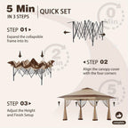 Bezseller Quick Pop-Up Gazebo Tent with Mosquito Netting - Large Portable Outdoor Canopy, Oxford Tarp, Easy Setup Shelter Suitable for Patio, Garden, Backyard Parties, Camping, Picnic, Poolside - Lightweight & Sturdy Frame