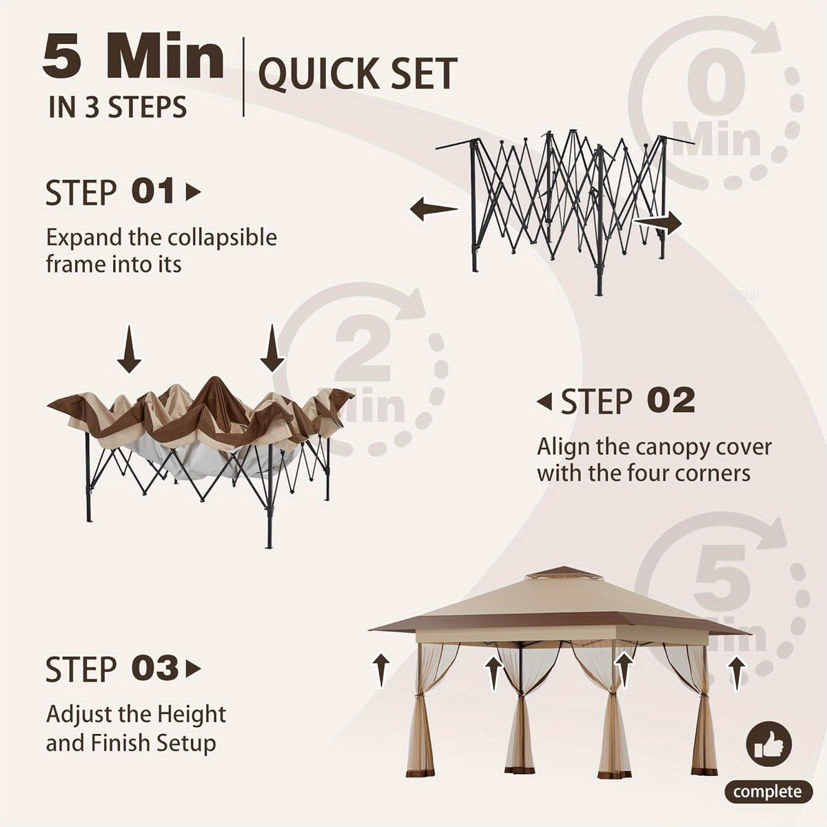 Bezseller Quick Pop-Up Gazebo Tent with Mosquito Netting - Large Portable Outdoor Canopy, Oxford Tarp, Easy Setup Shelter Suitable for Patio, Garden, Backyard Parties, Camping, Picnic, Poolside - Lightweight & Sturdy Frame