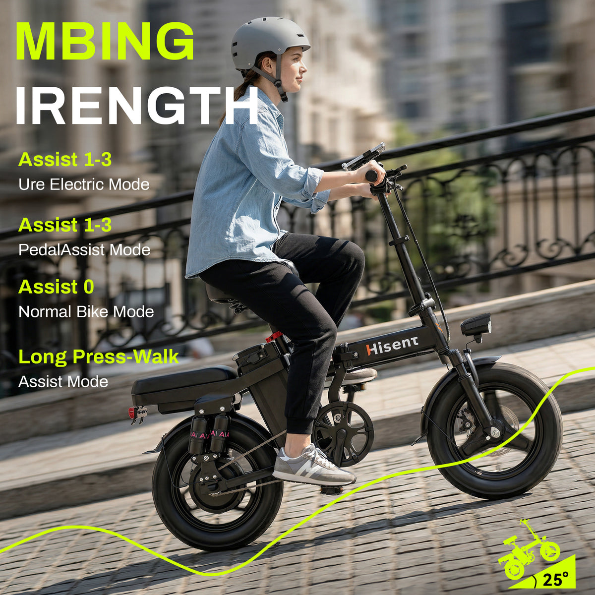Hisent Folding Electric Scooter, 500W Brushless Motor, Speed 19.9mph, Dual Suspension System, Full Shock Absorption, 48V 10AH-17.5AH Battery(optional), 15-35 Miles Range, 14-inch High-quality Tires, With Double Seats