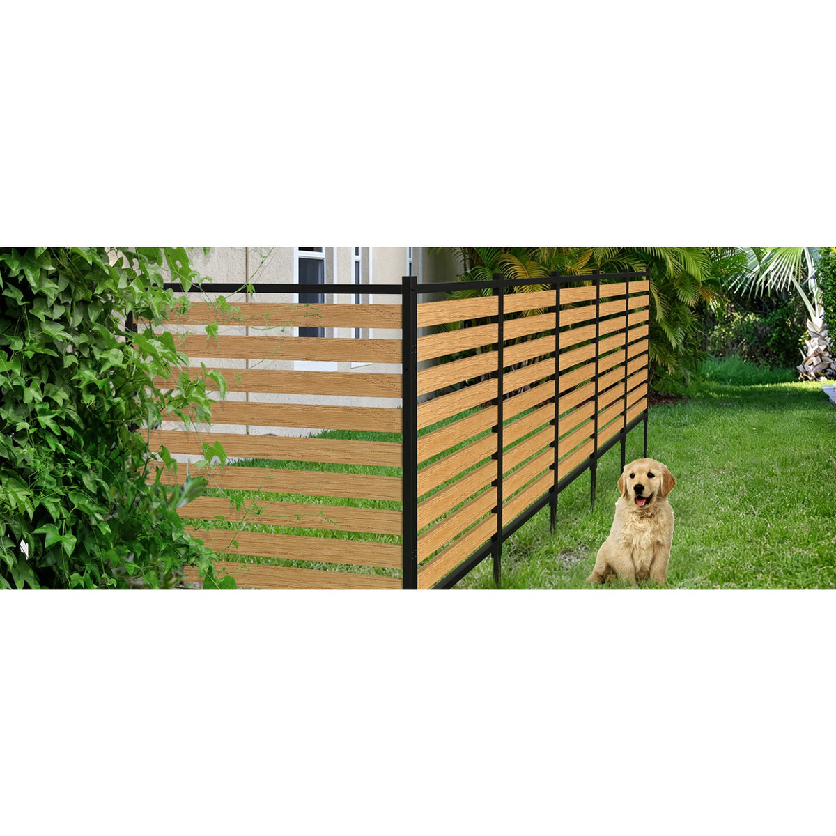 Metal Air Conditioner Fence 2 Panels - 40.27' W x 54.6' H Outdoor Privacy Screen, No Dig Wooden Privacy Screen for AC Unit, Trash Can, Pool Equipment, Yard Garden