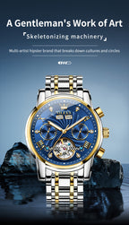 OLEVS Men's Mechanical Watch — Automatic Stainless Steel Wristwatch with Luminous Dual-Calendar Large Dial