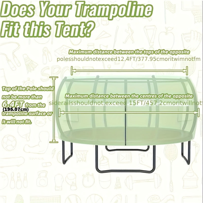 14ft Trampoline Tent & Shade Cover Combo - Heavy-Duty All-Weather Canopy with Ventilation, Easy Setup for 14-Foot Round Jumpers, /s Outdoor Play (Tent Only, Compatible with Standard Frames)