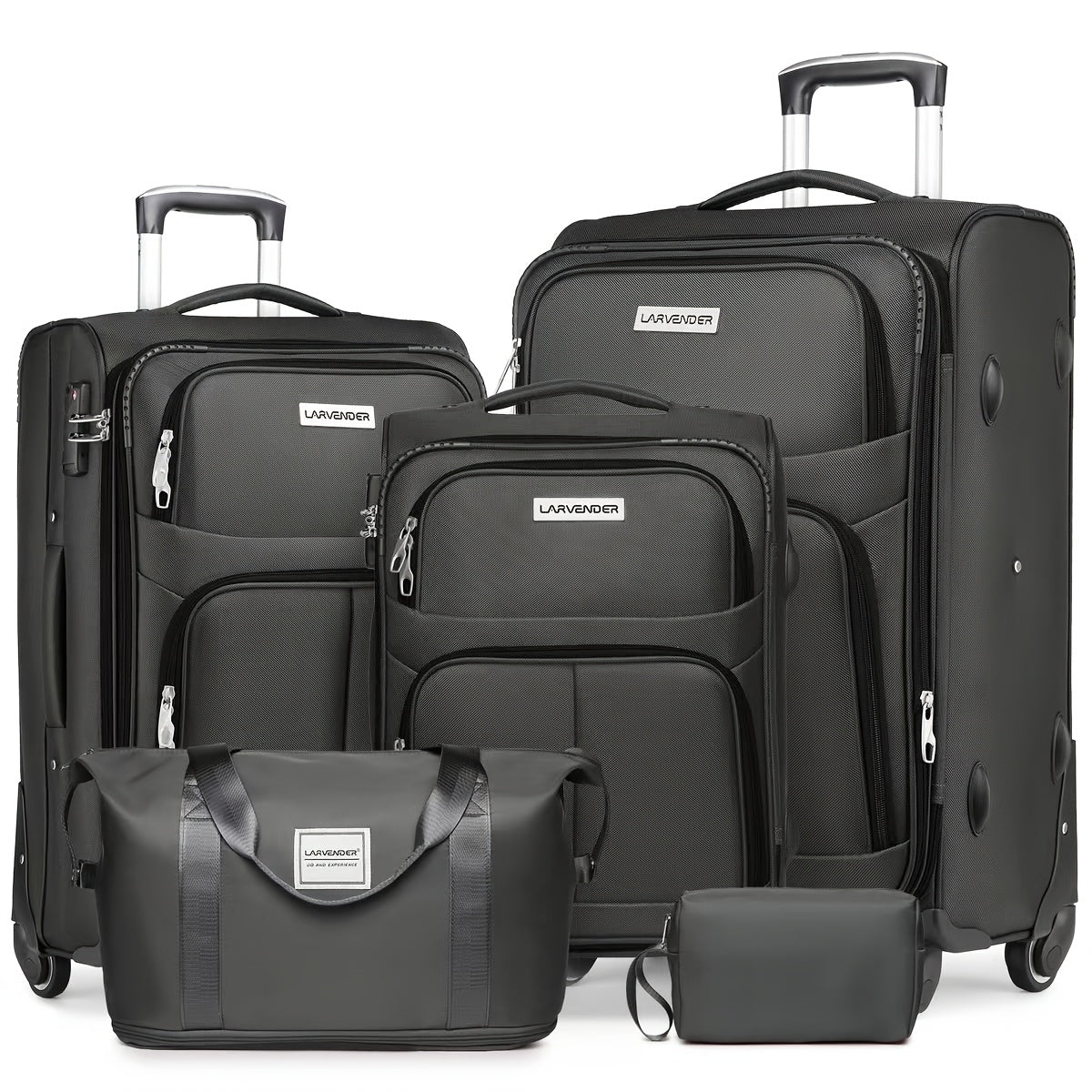 Softside Luggage Sets 4pcs with Duffel Bag, Expandable Rolling Suitcases Set with Spinner Wheels, Lightweight Upright Travel Luggage Set with TSA-Approved Lock, Multicolor