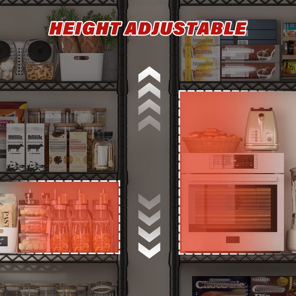 REIBII Storage Shelves 3200 LBS Capacity Wire Shelving with Wheels Heavy Duty Metal Shelf for Warehouses, Garage, Kitchens, School, Commercial Shelf, 73" H X 60" W X 18" D, Standing Shelf
