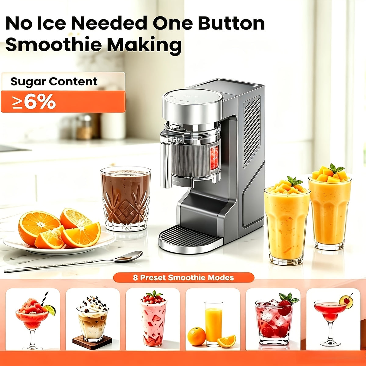6-IN-1 Slushie Machine & Digita Smart Frozen Drink Maker, Top Performance & Smart Technology, Family-Size 68oz/42oz Capacity Available, No Ice Needed, 6 Preset Programs for Smoothies, Ice Cream & Margaritas, LED Display, Low Nosie, Self-Cleaning