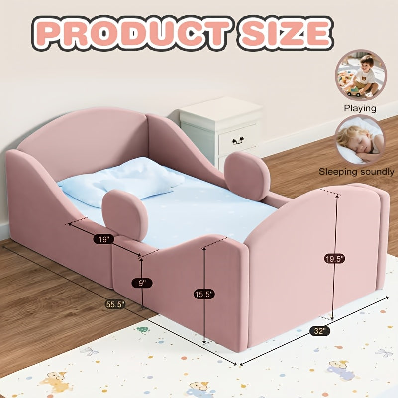 Toddler Floor Bed with Removable Safety Rails, Suitable for Both Boys And Girls, Standard Crib Size, Safety-Padded Toddler Bed, Low Profile Design