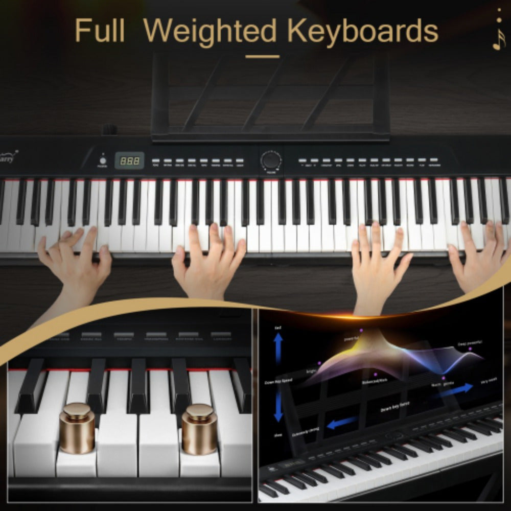 88 - Key Full - Size Semi - Weighted Digital Piano In Elegant White: Comes With Dual - Tube X - Shape Stand