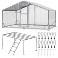 Large Metal Chicken Coop & Enclosure Kit, Featuring Climbing Perches, Wire Mesh Siding, And A Waterproof, UV-Resistant Canopy, Advanced Series Outdoor Walk-in Run, Suitable For Chickens, Ducks, Rabbits, And Dogs