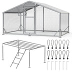 Large Metal Chicken Coop & Enclosure Kit, Featuring Climbing Perches, Wire Mesh Siding, And A Waterproof, UV-Resistant Canopy, Advanced Series Outdoor Walk-in Run, Suitable For Chickens, Ducks, Rabbits, And Dogs