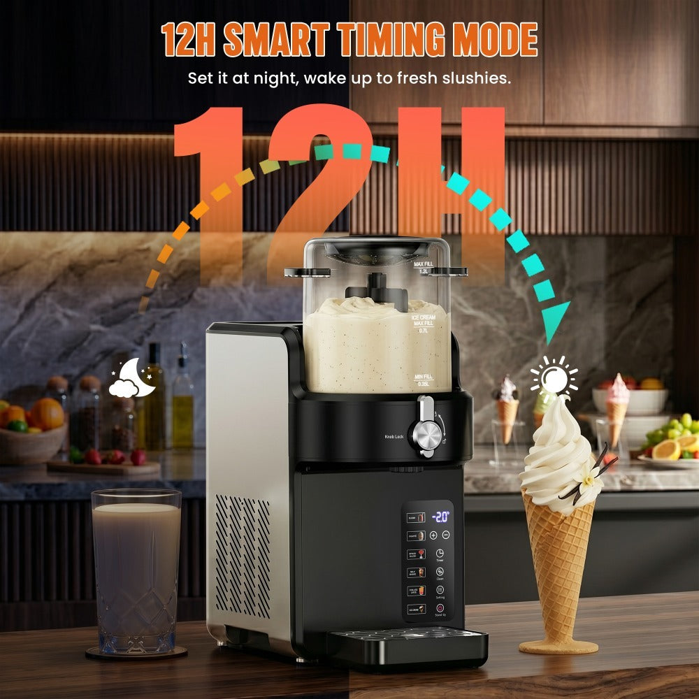 Home-Use Ice Cream Maker, Smoothie Maker, Large-Capacity Frozen Beverage Maker, 6 Preset Programs, Self-Adjusting Hardness And Self-Cleaning Function, LED Display, Suitable for Family And Parties, A Must-Have Gift!