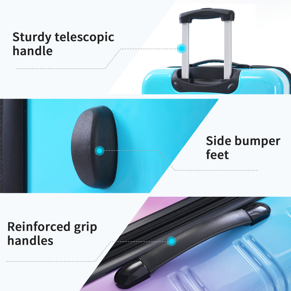 Merax Luggage Sets 3pcs, Hardside Expandable Suitcase Set with Spinner Wheels, Lightweight Gradient Color Luggage 20+24+28in
