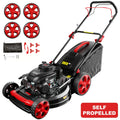 22 Inch 201cc 4-Cycle Engine 3-Position Cutting Height Adjustment 3-in-1 Gas Walk Behind Lawn Mower, 65L Grass Catcher, An Installation Kit And Four Wheels Are Included 3200RPM, 14 Gal Grass Bin