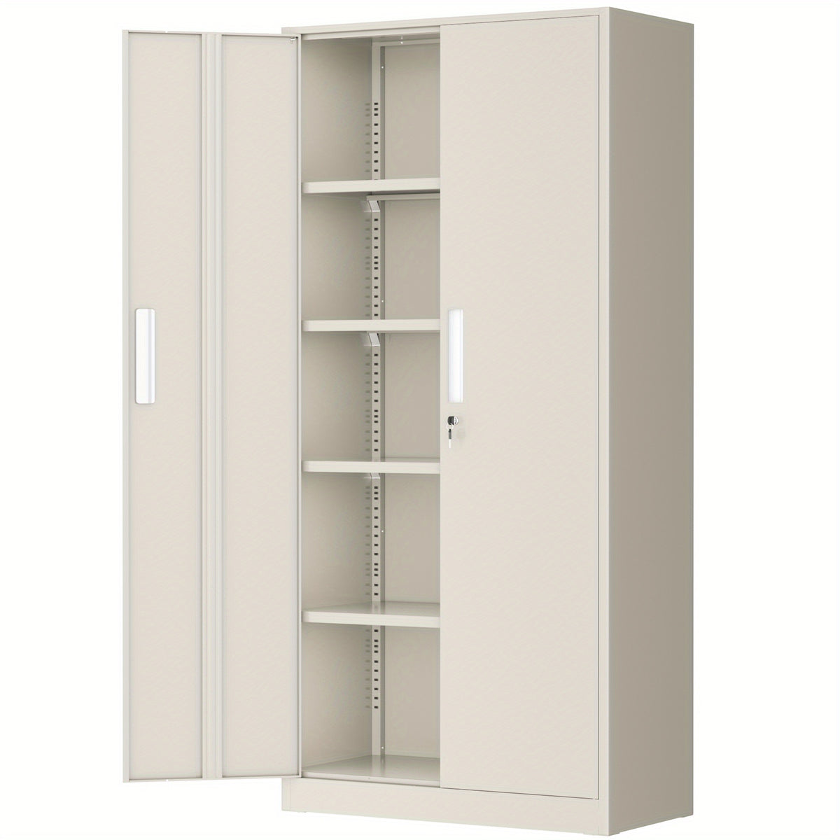 Metal Garage Storage Cabinet, 71" Steel Floor Mount with 2 Doors, Adjustable Shelves, Locking, for Home, Office, Shop, School, Retail Display - Assembly Required