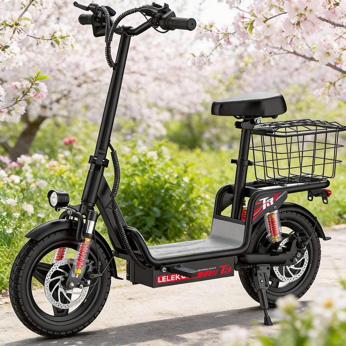 Urban Commuter Electric Scooter 560W Peak Motor 15-24.5MPH Max Speed 48V 10.4-15AH Battery 35Miles Range 330lbs Load Capacity Black City Commute Shopping Scooter For Urban Workers, Community Residents And Shoppers