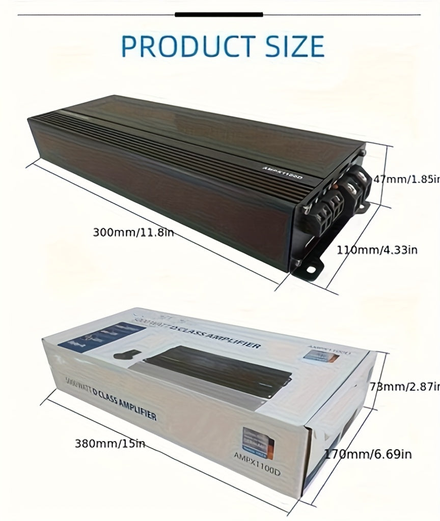 Car Keluneglo 5000W Max Power Monoblock Class D Amplifier - 3800W RMS Super Output at 1 Ohm - 10Hz to 250Hz Frequency Response - 96Db+ Higher SNR - 0.05% Lower THD - 11-16V Voltage Supply - RCA Input - Crossover Frequency & Slope Adjustable - Perfec
