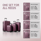 Nested Hardside Luggage Set in Purple, 4 Piece - TSA Compliant