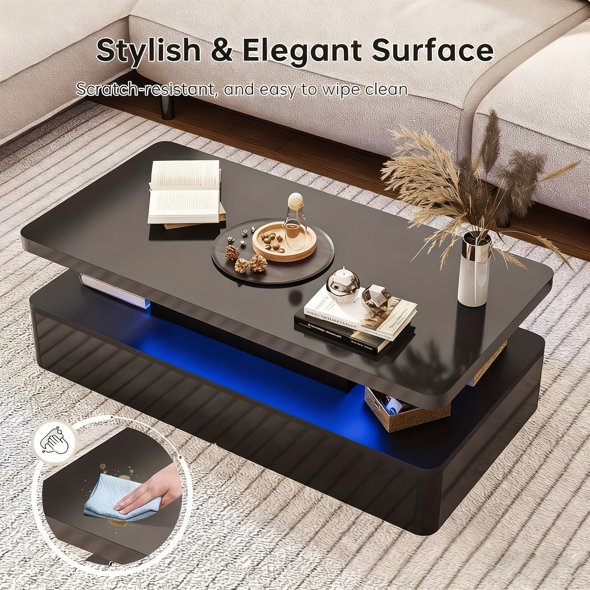 Modern LED Coffee Table for Living Rooms and Patios in Black or White with 16-Color Lighting