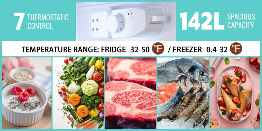 Mini Refrigerator with Separate Freezer and 7-Level Thermostat — WANAI Black, 3.5 or 4.5 Cu. Ft.
