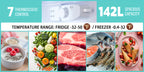 Mini Refrigerator with Separate Freezer and 7-Level Thermostat — WANAI Black, 3.5 or 4.5 Cu. Ft.