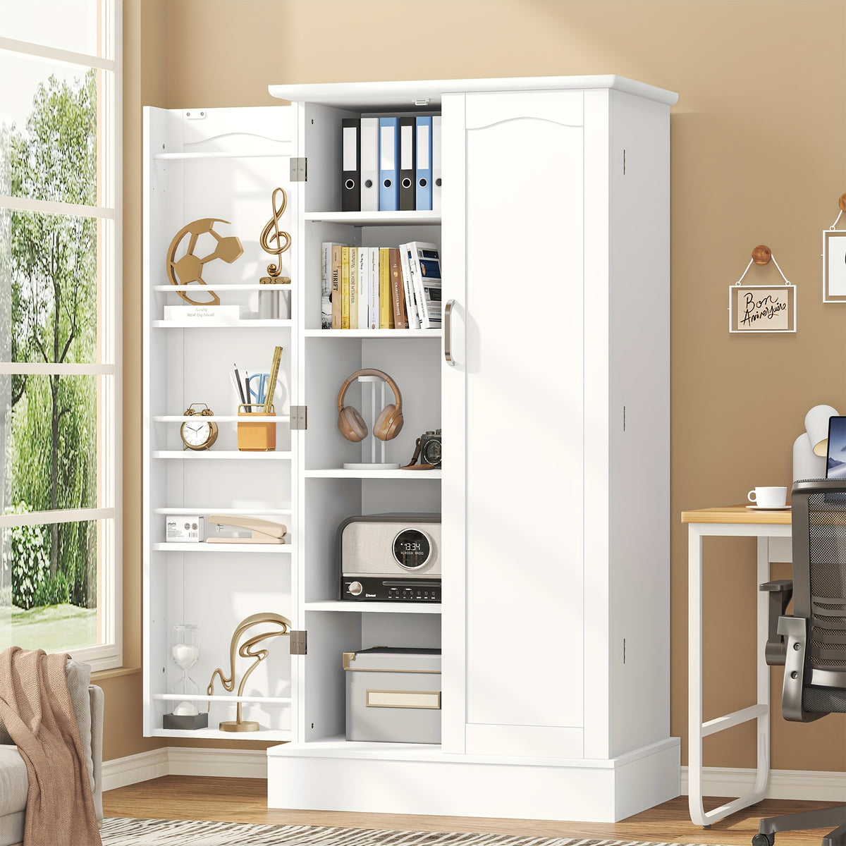 Kitchen Sideboard With Adjustable Shelves, Pantry Cabinet, Freestanding Kitchen Pantry Cabinet, Storage Cabinet For Kitchen Organizer And Storage, Buffet Cupboards For Living Room, Dining Room Use