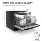 Comfee Compact Countertop Dishwasher 6 Place Settings 8 Wash Cycles with Baby Care Eco Mode 24 Hour Delay Start Water Saving Portable Dishwasher Ideal for Small Kitchens Apartments Dorms