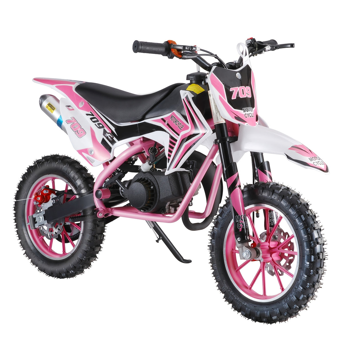 A 47.24*27.56 Inch - Mini Motorcycle 49cc 2-stroke - Off-road Gas-powered Off-road - Off-road Mini Pocket Motorcycle - With Front And Rear Disc Brakes (pink) - Without Battery