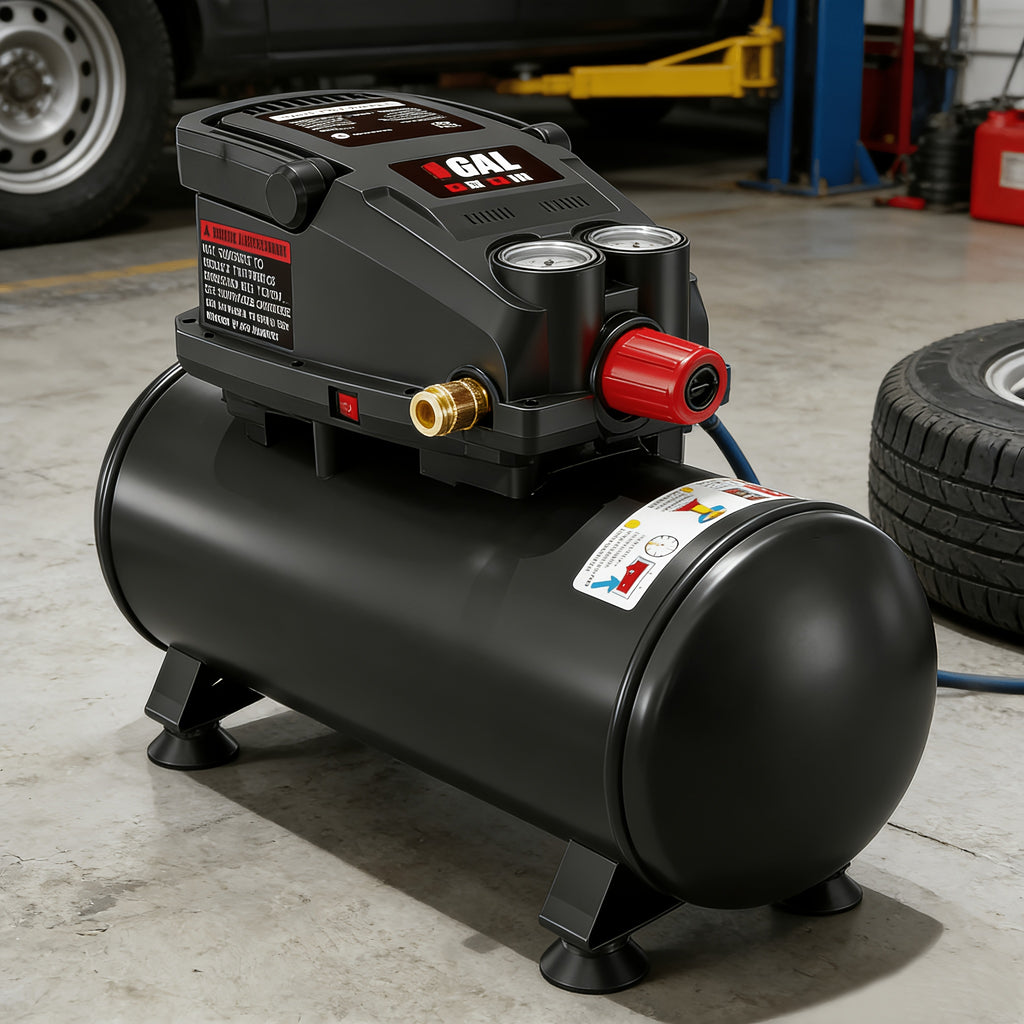 [Portable Ultra Quiet] 4 Gallon Portable Ultra Quiet Air Compressor, Max 110PSI Oil Free Air Compressor Tank, 0.5HP Motor 0.6SCFM@90 PSI, 1.0SCFM@40PSl Garage Air Compressors For Car Repair, Spray Painting, Woodwork Nailing