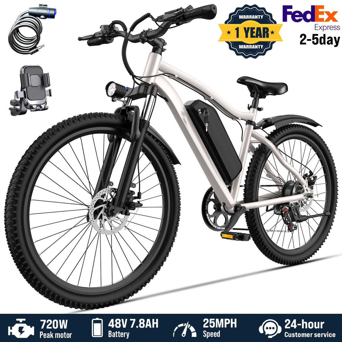 Road Electric Bike 720W Motor Top Speed 20-25MPH 375WH Battery 50 Miles Of Battery Life Suitable for Urban Commuting And Mountain Cross-country for Adults And Teenagers An Ideal Gift for Cycling Enthusiast