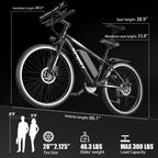 26-Inch Electric Power-Assist Bicycle, 48V 10AH Removable Battery, 749W Peak Power Motor, Up to 45 Miles Range, Max Speed 24MPH for Easier Travel. an Ideal Gift Choice!