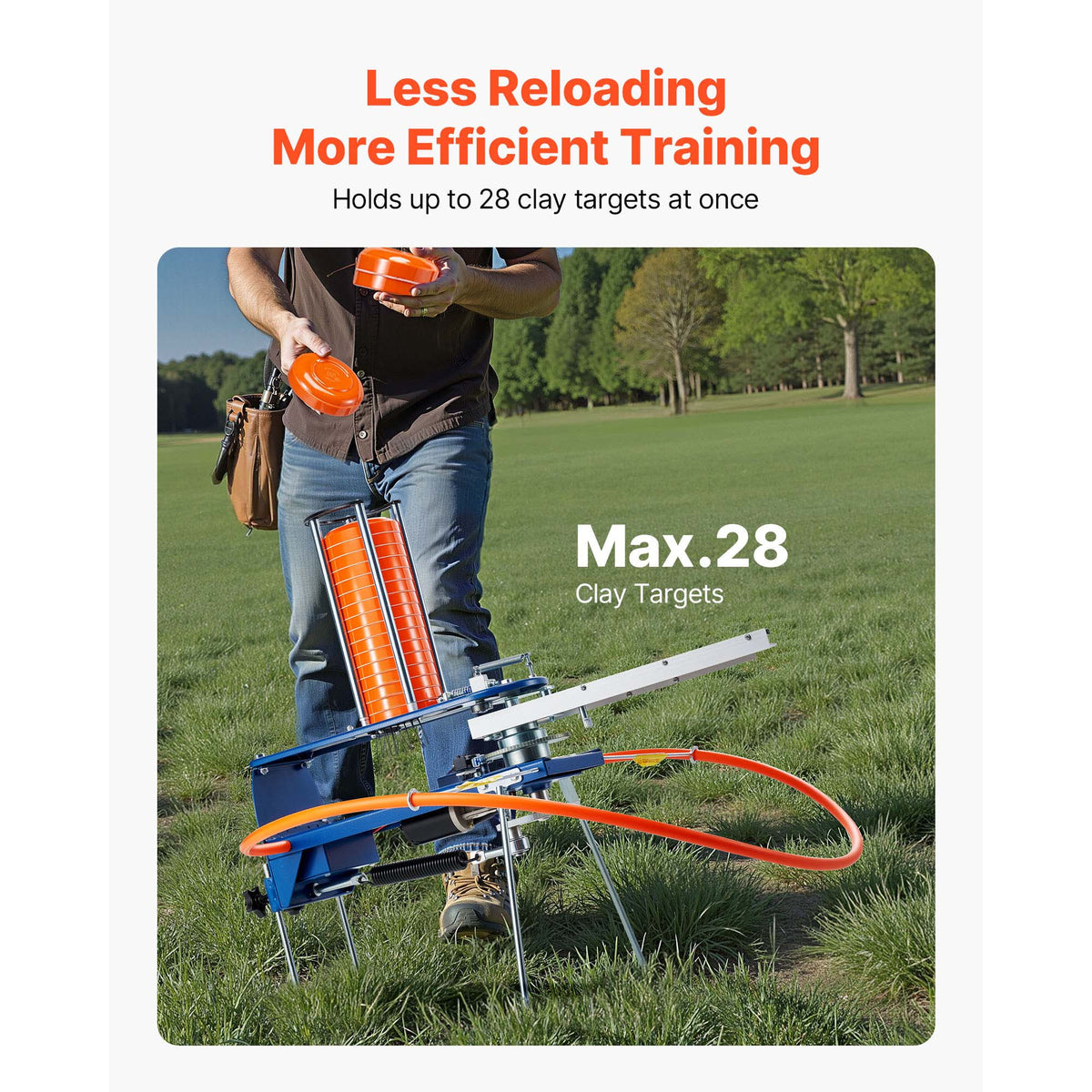 Clay Target Thrower VEVOR Automatic Pigeon Launcher, 28 or 50-Clay Capacity for 45-Yard Training