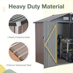 [Metal Storage Shed] 8x6ft (7.33'x5.28' Base, No Floor), 6 X 4ft, 10x12ft, 10x14ft, Metal Steel Outdoor Storage Shed with Air Vent & Lockable Doors, for Garden, Patio And Backyard, Tools, Bike