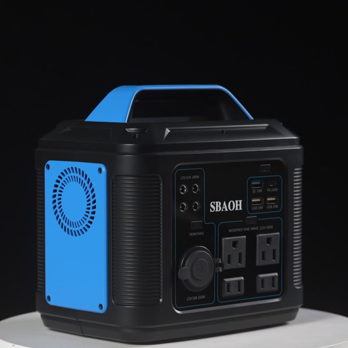 300W Portable Power Station, 296Wh Power Supply Quick Charge/ 110V AC Outlets/DC Ports And LED Flashlight, Lithium Battery Backup For Home Outdoor Travel Camping Blackout Blue