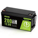 12V 200Ah LiFePO4 Battery, MADOT Built-in 200A BMS, 15000 Deep Cycles, 2560Wh, 10 Years Lifetime, Low Temp Protection Lithium Iron Phosphate Battery for Home Energy, RV, Trolling Motor, Marine, Off-Grid, Solar