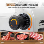 MEFEIR 8.7inch Commercial Meat Slicer, Electric Deli Food Slicer with Premium Chromium-plated Steel Blade, 0-12mm Adjustable Thickness, ETL Certified for Frozen Meat Ham Baguett Steak, Silver