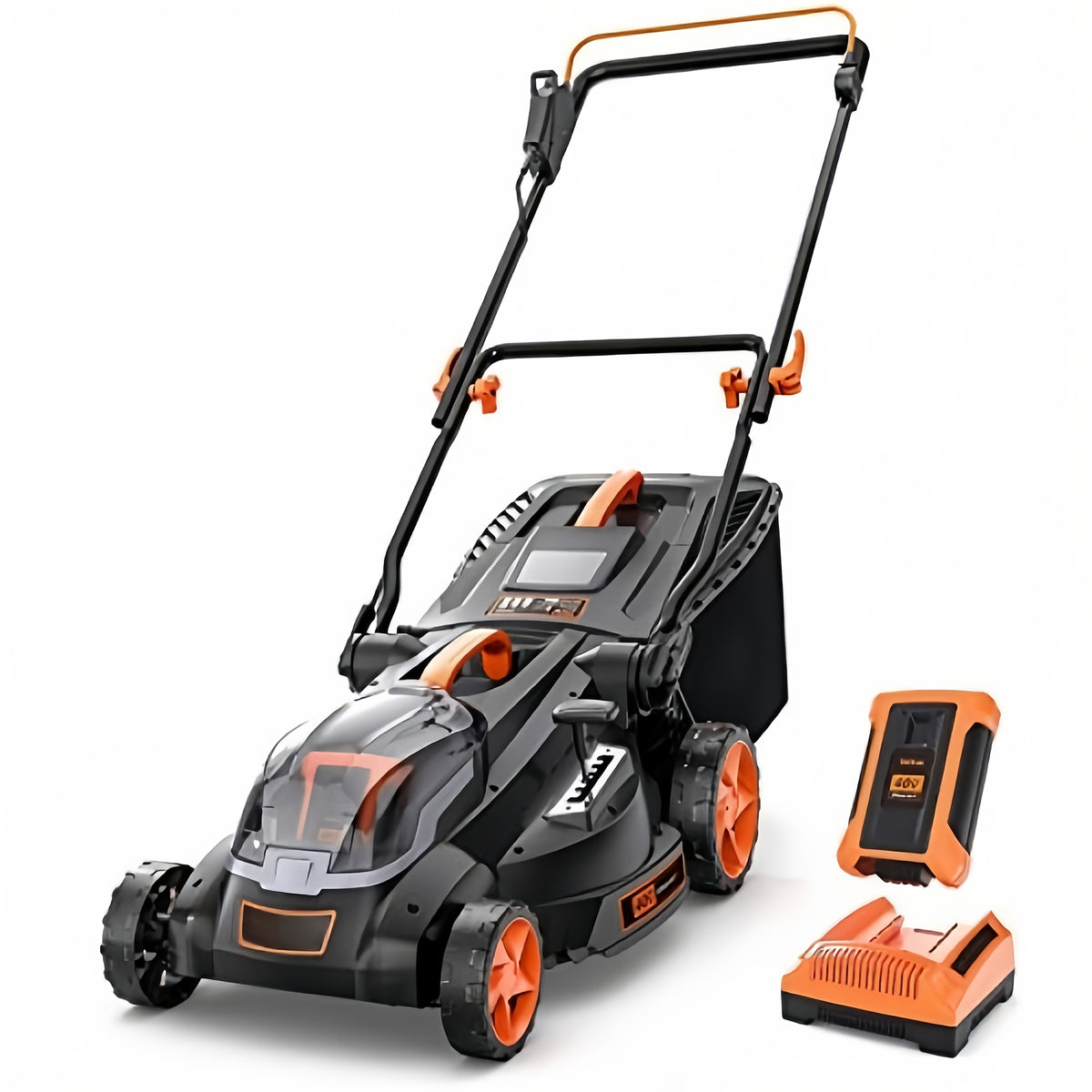 40V 16" Cordless Lawn Mower W/ 4.0Ah Battery, Brushless Motor, 6 Position Height Adjustment Electric Lawn Mower, Single-Lever Height Adjustment, 2-in-1 Mulch & Bag, Foldable Handle for Easy Storage