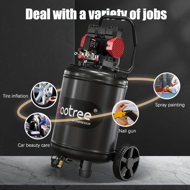 Ultra Quiet 14/10/8 Gallon Oil-Free Air Compressor With Wheels, Fast 60-Second Inflation, 3.5MPA Durable Design & Automaticoverheat Protection For Home/Commercial Use