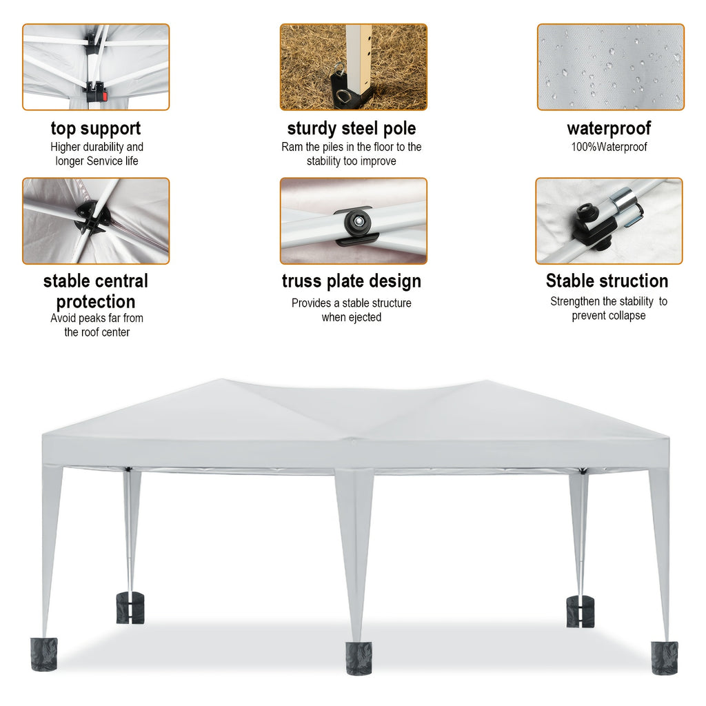 10X20ft Pop Up Wedding Party Tent with 6 Sidewalls, Heavy Duty Commercial Outdoor Canopy All Season Wind & Waterproof Canopy Gazebo with Storage Bag