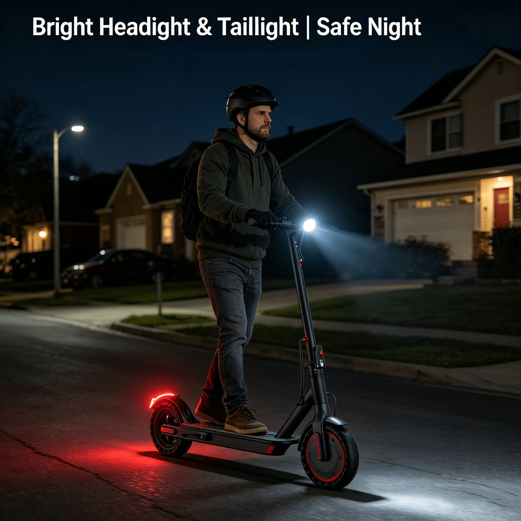 Smart APP Controlled Adult Foldable E-Scooter, 350W Motor, Long Range, 8.5" Anti-Slip Solid Tires, Clear LCD Dashboard, 3 Speed Settings, Dual Brakes, LED Front & Rear Lights, Built-in Bell, Durable Aluminum Alloy Frame, 265 LBS Weight Capacity