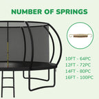 Polar Aurora Outdoor Trampoline, 10FT 12FT 14FT 16FT Recreational Trampoline for Adults, Trampoline with Safety Enclosure Net, Wide Ladder And Anti-Rust Coated Frame